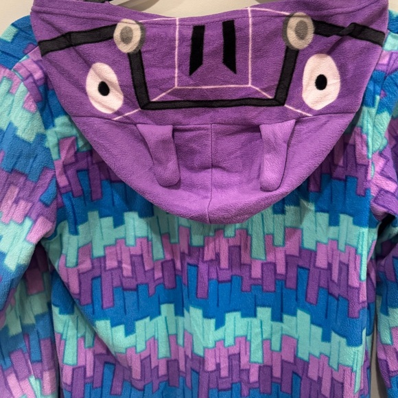 Fortnite Loot Llama Purple Blue Hooded Onesie Pajamas Kids Size 14/16 NWOT - Picture 6 of 10